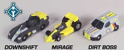 RACE MINI-CON TEAM - DOWNSHIFT, DIRT BOSS and MIRAGE figures