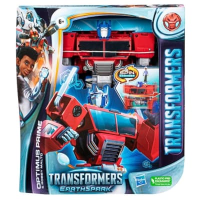 Transformers EarthSpark Spin Changer Optimus Prime Action Figure with Robby Malto Figure