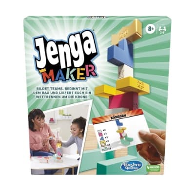 Jenga Maker, Genuine Blocks, Stacking Tower Game, Game for Kids Ages 8 and Up, Game for 2-6 Players