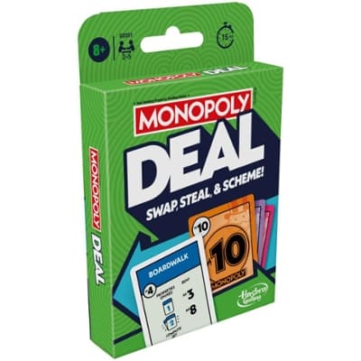 Monopoly Deal Card Game, Quick-Playing Family Card Game for 2-5 Players, Ages 8+