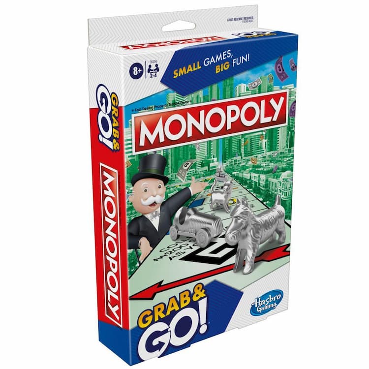 Monopoly Grab and Go Game for Ages 8 and Up, Travel Game for 2-4 Players