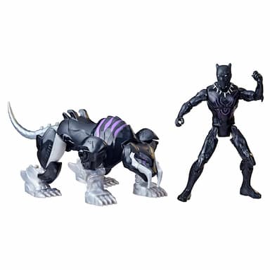 Marvel Mech Strike Mechasaurs Black Panther (4”) with Sabre Claw Mechasaur Action Figures