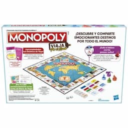 Monopoly Travel World Tour Board Game for Families and Kids Ages 8+, Includes Token Stampers and Dry-Erase Gameboard