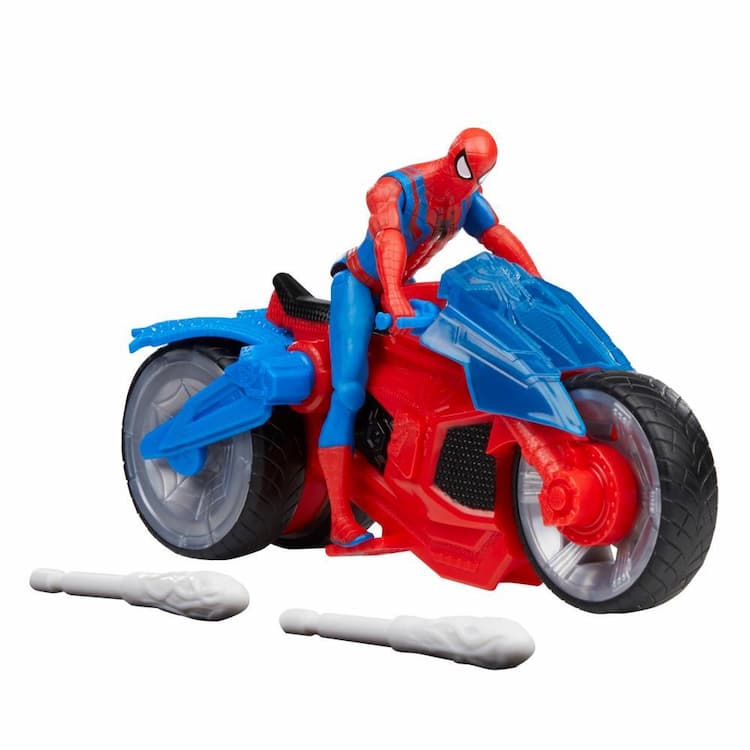 Marvel Spider-Man Arachno-moto lance-toile, jouet avec figurine articulée Spider-Man (10 cm)