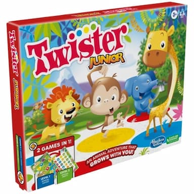 Twister Junior Game, Animal Adventure 2-Sided Mat, Game for 2-4 Players, Ages 3 and Up