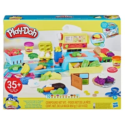 Play-Doh Supermarket Spree Playset with Toy Cash Register, 37 Pieces, and 10 Cans