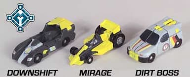 RACE MINI-CON TEAM - DOWNSHIFT, DIRT BOSS and MIRAGE figures