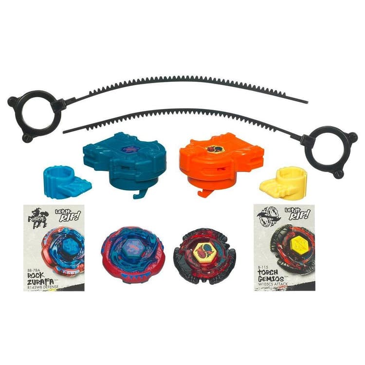 BEYBLADE METAL MASTERS CRUSHING BLAST 2-Pack: BB-78A ROCK ZURAFA R145WB Defense vs. B-131 TORCH GEMIOS W105CS Attack