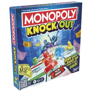 Monopoly Knockout Family Party Game, Quick-Playing Board Games for Ages 8+, 2-8 Players, 20 Mins.