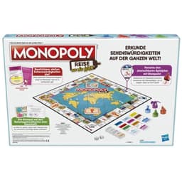 Monopoly Travel World Tour Board Game for Families and Kids Ages 8+, Includes Token Stampers and Dry-Erase Gameboard
