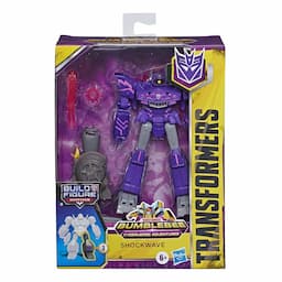 Transformers Toys Cyberverse Deluxe Class Shockwave Action Figure, Shock Blast Attack Move, Build-A-Figure Piece, 5-inch