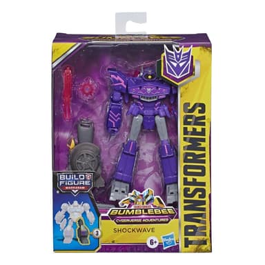 Transformers Toys Cyberverse Deluxe Class Shockwave Action Figure, Shock Blast Attack Move, Build-A-Figure Piece, 5-inch