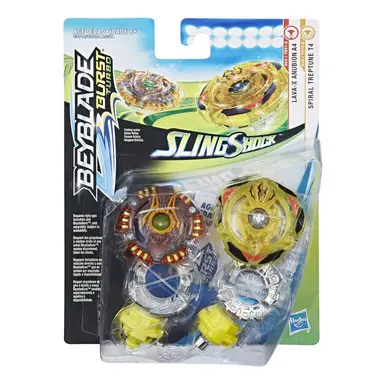 Beyblade Burst Turbo Slingshock Dual Pack Spiral Treptune T4, Lava-X Anubion A4