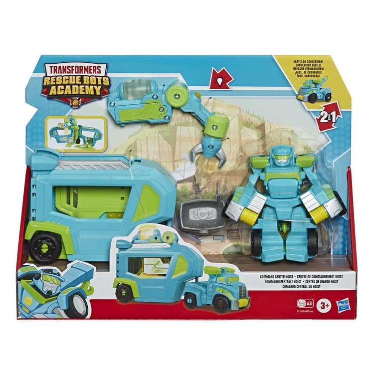 Playskool Heroes Transformers Rescue Bots Academy Command Center Hoist Converting Toy with Trailer, Light-Up Accessory