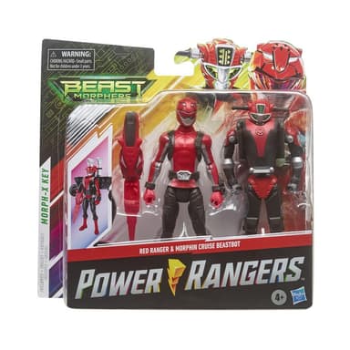 Power Rangers Beast Morphers Red Ranger and Morphin Cruise Beast Bot 6-Inch Action Figure 2-Pack