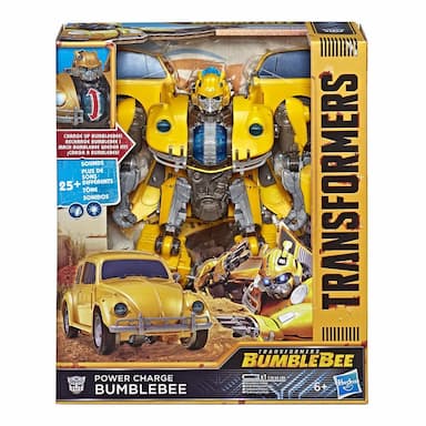 Transformers: Bumblebee Movie Toys, Power Charge Bumblebee Action Figure - Lights and Sounds, 10.5-inch