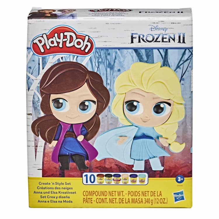 Play-Doh Featuring Disney Frozen 2 Create 'n Style Set Make Your Own Anna and Elsa Toy with 10 Non-Toxic Cans
