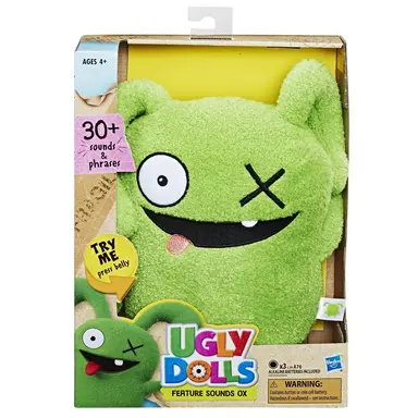 UglyDolls Feature Sounds OX, Stuffed Plush Toy that Talks, 11 inches tall