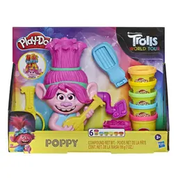 Play-Doh Trolls World Tour Rainbow Hair Poppy Styling Toy with 6 Non-Toxic Play-Doh Colors