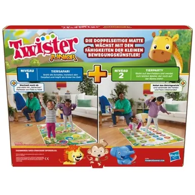 Twister Junior Game, Animal Adventure 2-Sided Mat, Game for 2-4 Players, Ages 3 and Up