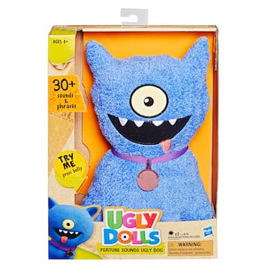 UglyDolls Feature Sounds Ugly Dog, Stuffed Plush Toy that Talks, 9.5 inches tall