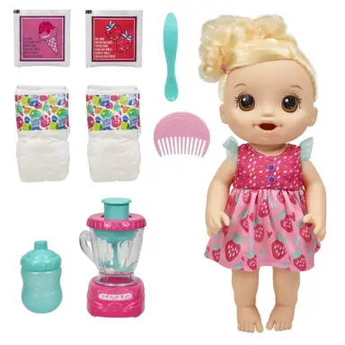 Baby Alive Magical Mixer Baby Doll Strawberry Shake, Blender, Accessories, Drinks, Wets, Eats, Toy for Kids Ages 3 and Up