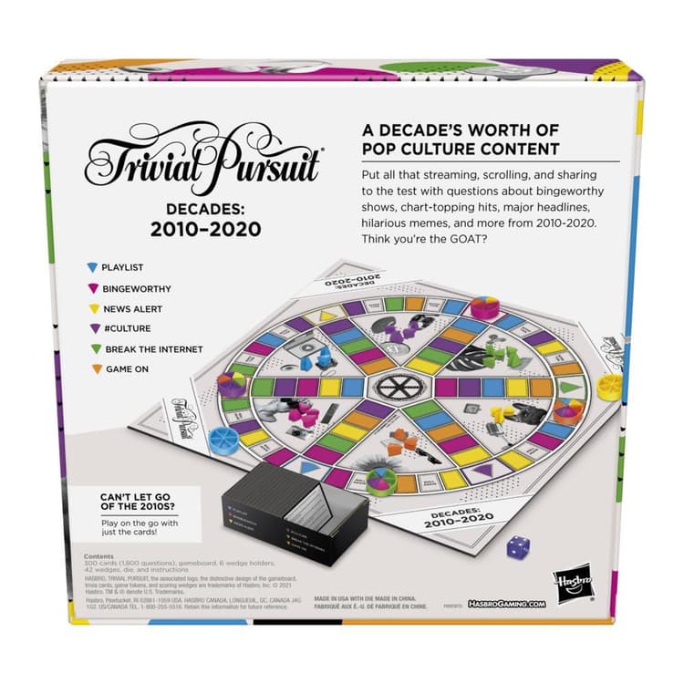Trivial Pursuit Decades 2010 to 2020 Board Game for Adults and Teens, Pop Culture Trivia Game, Ages 16 and Up