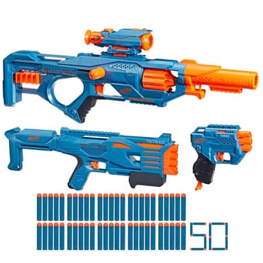 Nerf Elite 2.0 Ultimate Blaster Pack, 3 Nerf Dart Blasters, 50 Nerf Elite Darts, Fun and Easy To Load and Fire