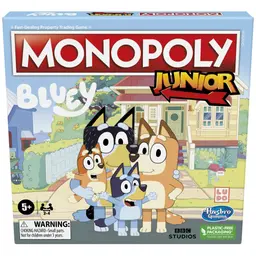 Monopoly Junior: Bluey Edition Board Game for Kids Ages 5 and Up