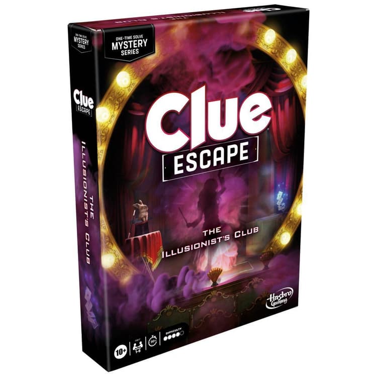 Clue Escape: The Illusionist’s Club Board Game, 1-Time Solve Escape Room Games, Mystery Games, Ages 10+