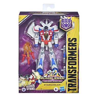 Transformers Bumblebee Cyberverse Adventures Toys Deluxe Class Starscream Action Figure, Seeker Strike Action Attack, 5-inch