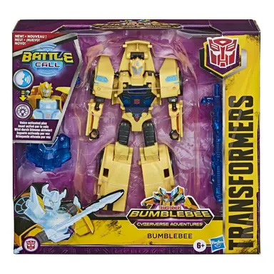 Transformers Bumblebee Cyberverse Adventures Battle Call Trooper Class Bumblebee Action Figure, Voice Activated Energon Power Lights
