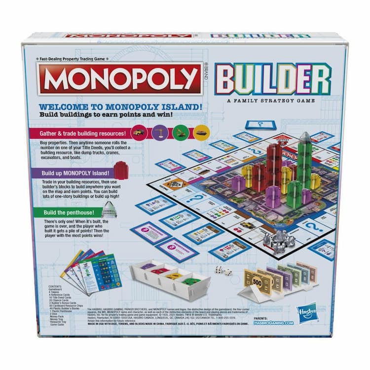 Monopoly Builder Board Game, Strategy Game, Family Game, Games for Kids, Fun Game to Play, Family Board Games