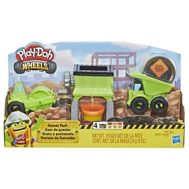 Play-Doh Wheels Gravel Yard Construction Toy with Non-Toxic Pavement Buildin' Compound Plus 3 Additional Colors