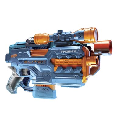Nerf Elite 2.0 Phoenix CS-6 Motorized Blaster, 12 Official Nerf Darts, Scope, Clip, Built-In Customizing Capabilities