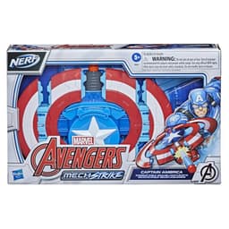 Hasbro Marvel Avengers Mech Strike Captain America Strikeshot Shield Role Play Toy, With 3 NERF Darts, Age 5 And Up