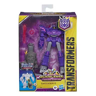 Transformers Toys Cyberverse Deluxe Class Shockwave Action Figure, Shock Blast Attack Move, Build-A-Figure Piece, 5-inch