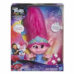 DreamWorks Trolls World Tour Dancing Hair Poppy Interactive Talking Singing Doll with Moving Hair Toy, Kids 4 and Up