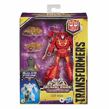 Transformers Cyberverse Bumblebee Adventures Deluxe Class Hot Rod Action Figure, With Build-A-Figure Piece, 5-inch