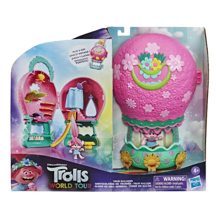 DreamWorks Trolls World Tour Tour Balloon, Toy Playset with Poppy Doll, with Storage and Handle for On-the-Go Play