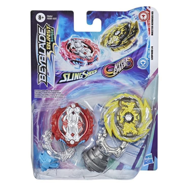 Beyblade Burst Surge Dual Collection Pack Hypersphere Master Kerbeus K5 and Slingshock Leopard L4 Battling Game Top Toys