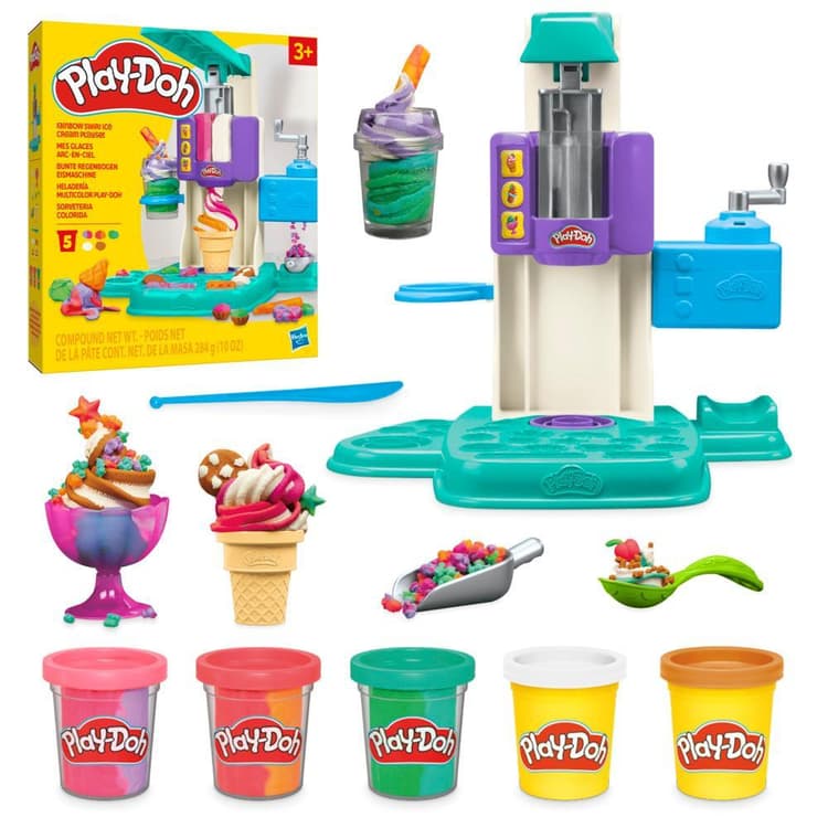 Play-Doh Rainbow Swirl Ice Cream Playset, Arts and Crafts Toys for Ages 3+