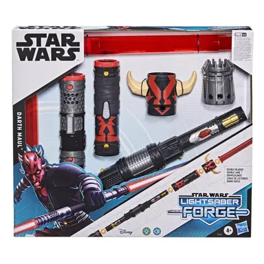 Star Wars Lightsaber Forge Darth Maul Double-Bladed Electronic Red Lightsaber Roleplay Toy, Kids Ages 4 and Up