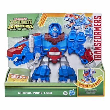 Transformers Dinobot Adventures Optimus Prime T-Rex with Lights and Sounds, 9+-inch Toy, Ages 3 and Up