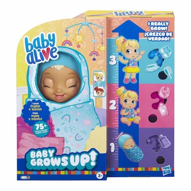 Baby Alive Baby Grows Up (Happy) - Happy Hope or Merry Meadow, Growing, Talking Baby Doll Toy, Surprise Accessories 