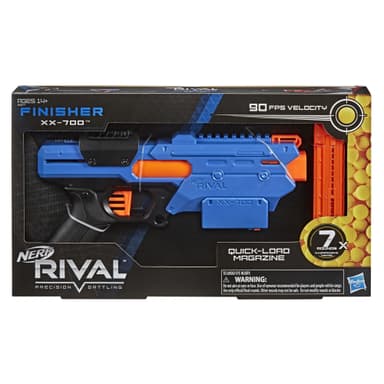 Nerf Rival Finisher XX-700 Blaster -- Quick-Load Magazine, Spring Action, 7 Nerf Rival Rounds -- Team Blue