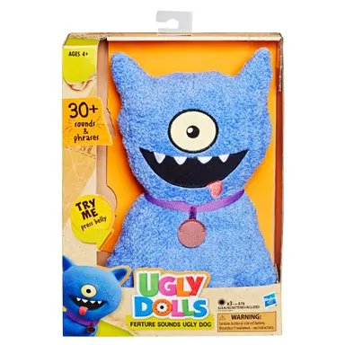 UglyDolls Feature Sounds Ugly Dog, Stuffed Plush Toy that Talks, 9.5 inches tall
