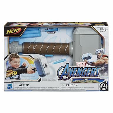 NERF Power Moves Marvel Avengers Thor Hammer Strike NERF Dart-Launching Toy for Kids Roleplay, Kids Ages 5 and Up