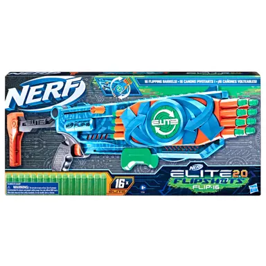 Nerf Elite 2.0 Flipshots Flip-16 Blaster, 16 Dart Barrels Flip to Double Your Firepower, 16-Dart Capacity, 16 Nerf Darts