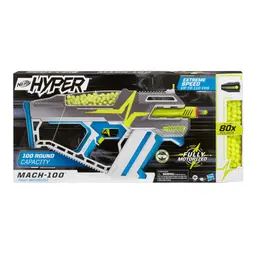 Nerf Hyper Mach-100 Fully Motorized Blaster and 80 Nerf Hyper Rounds, 110 FPS Velocity, Easy Reload, 100-Round Capacity